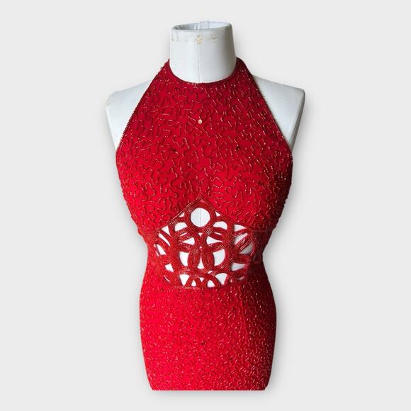 Vintage Sean Collection Beaded Silk Cutout Formal Dress Women's XS - Picture 6 of 16